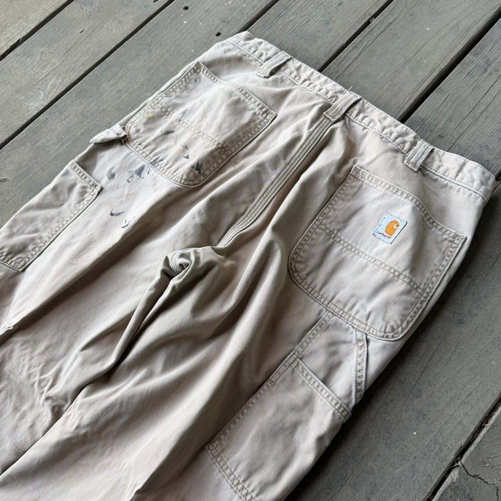 Carhartt Flannel Lined Painter Pants Khaki Tan Relaxed Fit 36x36 100070-253